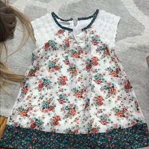 Floral Kids Top - White and Green
